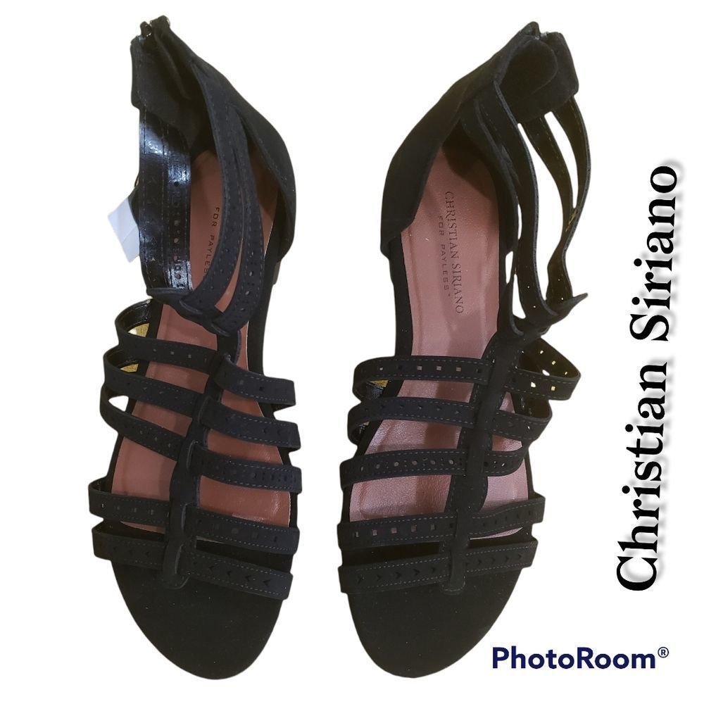 Christian Siriano for Payless Black Flat Sandal Size WM 9.5 NWT